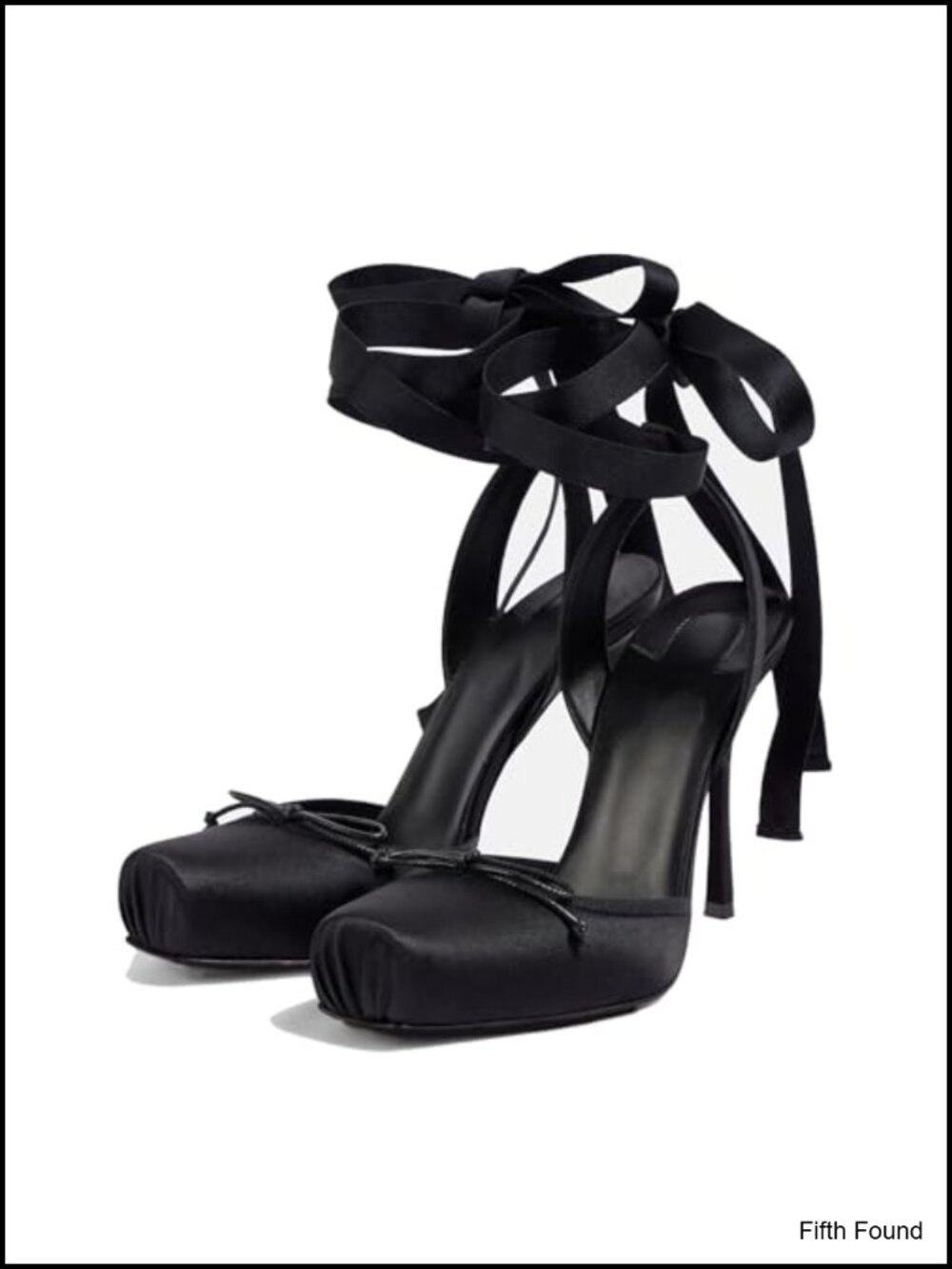 Satin Ballet Slingback High Heels with Bows Square Toe Stiletto Pumps